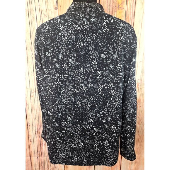 Zara Man Black Button-Up Shirt Large Geometric Print Regular Fit(40" Chest) - Picture 2 of 6